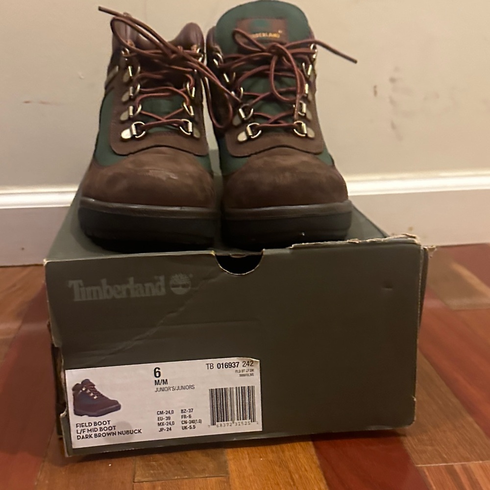 Timberland Dark Brown and Green Hiking Boots . Beef & Broccoli’s